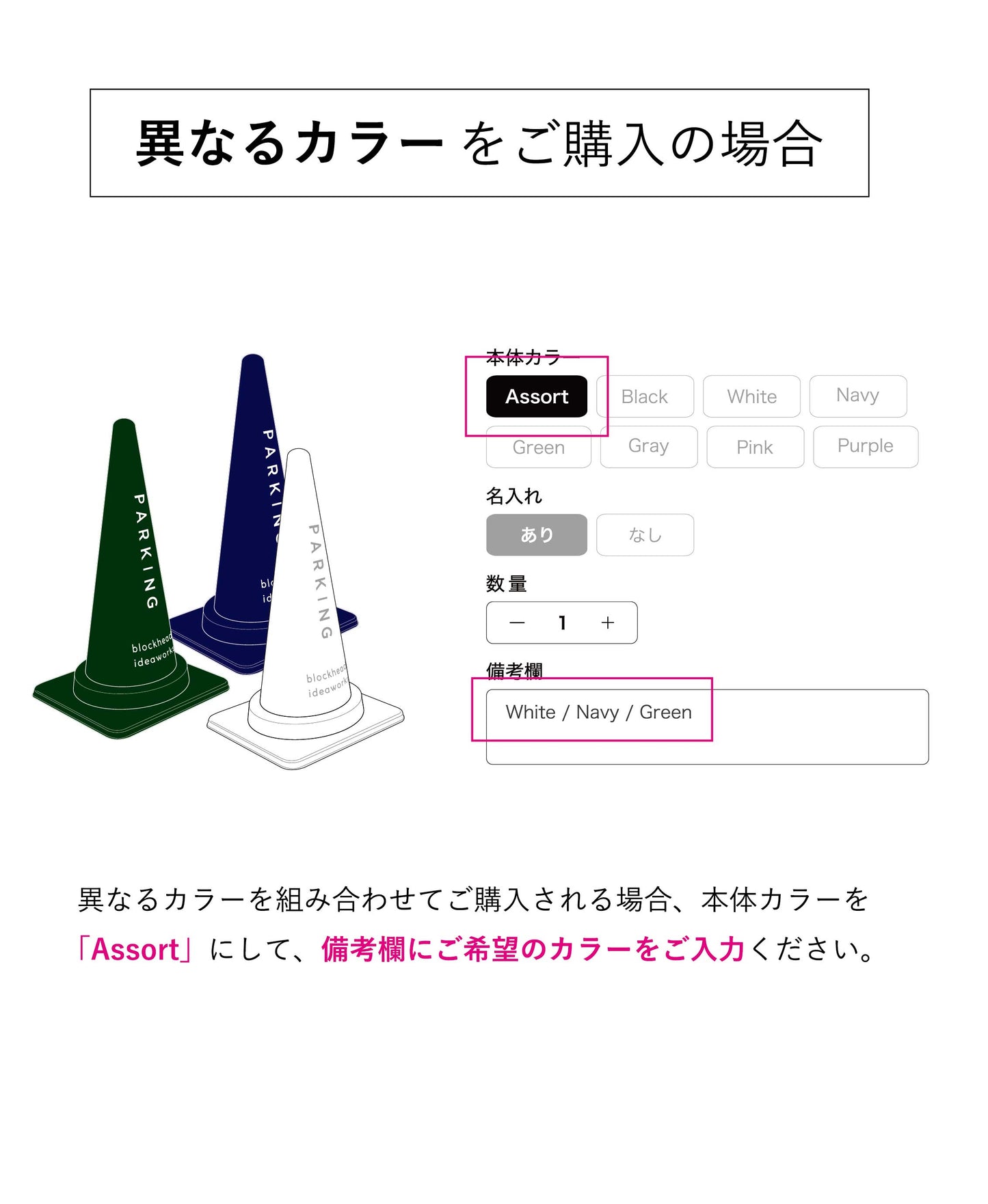 カラーコーン"パーキング"サイン　5個セット